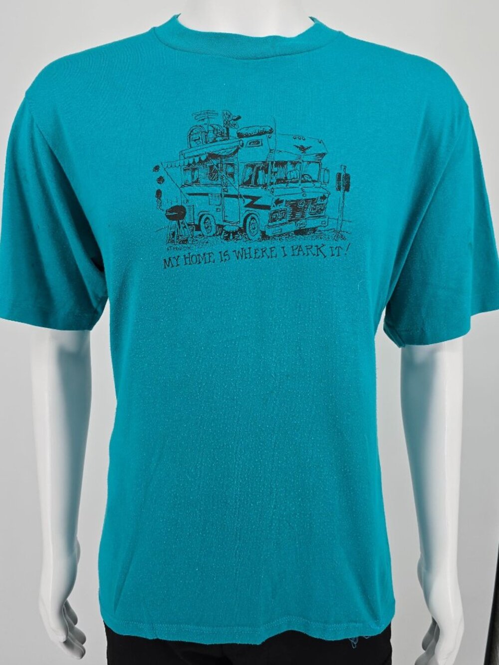 Vintage 1980s Jerzees "My Home is Where I Park It" RV Camper T-Shirt (L)